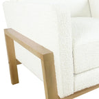 Wood Frame Accent Chair - Cream Boucle - Single Seater