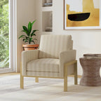 Wood Frame Accent Chair - Cream Boucle - Single Seater