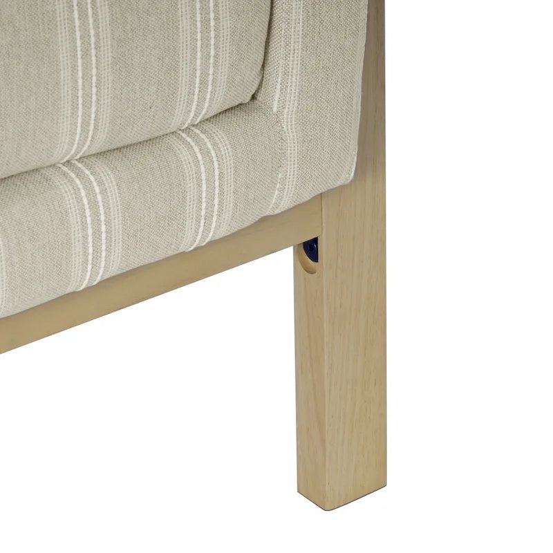 Wood Frame Accent Chair - Cream Boucle - Single Seater