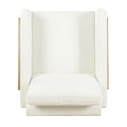 Wood Frame Accent Chair - Cream Boucle - Single Seater