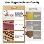 Brown Leather Ottoman with Solid Wood Legs