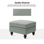 Brown Leather Ottoman with Solid Wood Legs