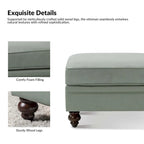 Brown Leather Ottoman with Solid Wood Legs