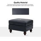 Brown Leather Ottoman with Solid Wood Legs