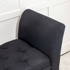 Beige Button-Tufted Upholstered Bench with Arms - 55