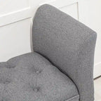 Beige Button-Tufted Upholstered Bench with Arms - 55