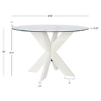 White Round Glass Dining Table for 4 with X-Base