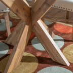 White Round Glass Dining Table for 4 with X-Base