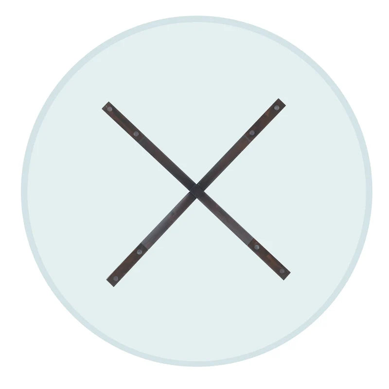 White Round Glass Dining Table for 4 with X-Base