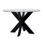 White Round Glass Dining Table for 4 with X-Base