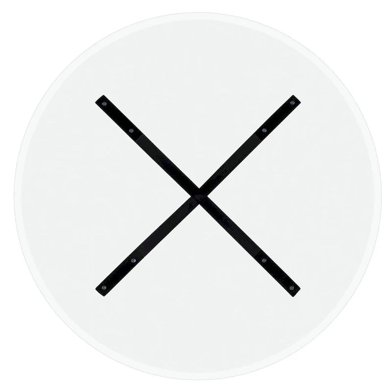 White Round Glass Dining Table for 4 with X-Base