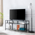 Black Steel 55 Industrial TV Stand with Glass Shelves