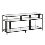 Black Steel 55 Industrial TV Stand with Glass Shelves