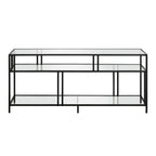 Black Steel 55 Industrial TV Stand with Glass Shelves