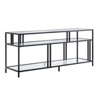 Black Steel 55 Industrial TV Stand with Glass Shelves