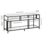 Black Steel 55 Industrial TV Stand with Glass Shelves