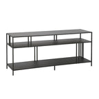 Black Steel 55 Industrial TV Stand with Glass Shelves