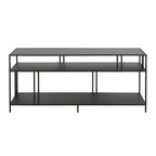 Black Steel 55 Industrial TV Stand with Glass Shelves