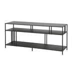 Black Steel 55 Industrial TV Stand with Glass Shelves