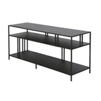 Black Steel 55 Industrial TV Stand with Glass Shelves