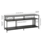 Black Steel 55 Industrial TV Stand with Glass Shelves