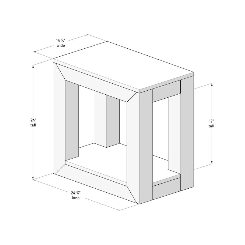 Natural Wood Rectangular Side Table with Bottom Shelf