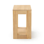 Natural Wood Rectangular Side Table with Bottom Shelf