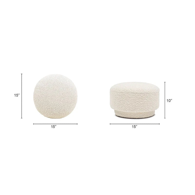 Cream Faux Sherpa Mushroom-Shaped Footstool Ottoman