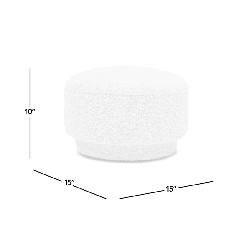 Cream Faux Sherpa Mushroom-Shaped Footstool Ottoman