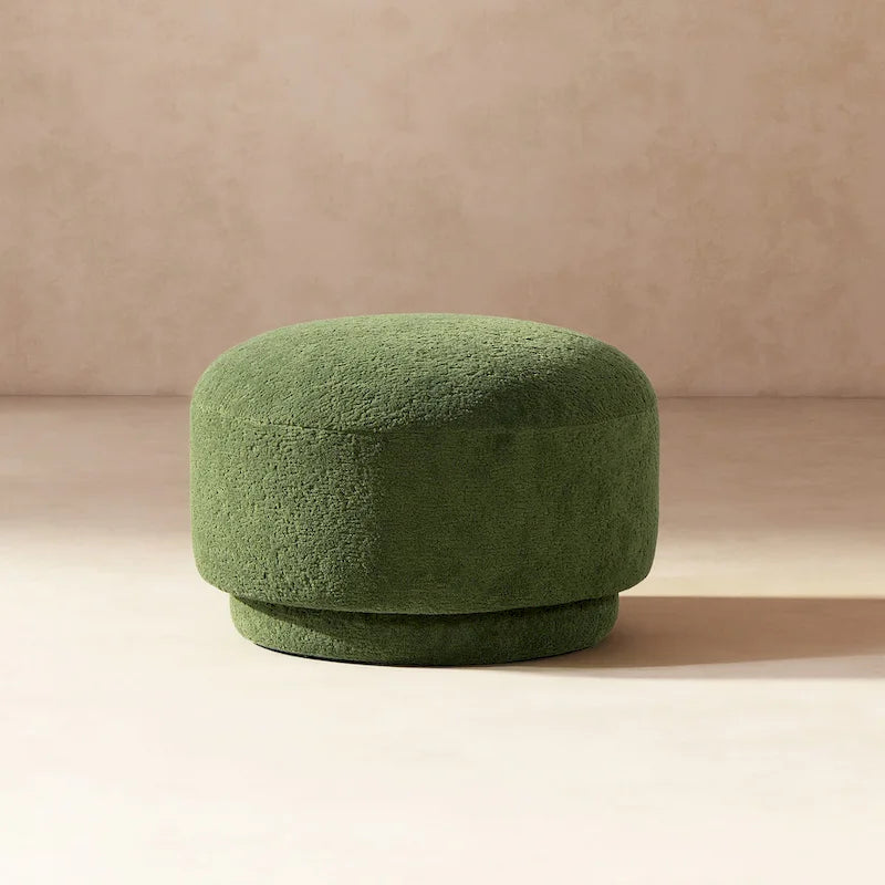 Cream Faux Sherpa Mushroom-Shaped Footstool Ottoman