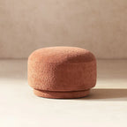 Cream Faux Sherpa Mushroom-Shaped Footstool Ottoman