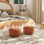 Cream Faux Sherpa Mushroom-Shaped Footstool Ottoman