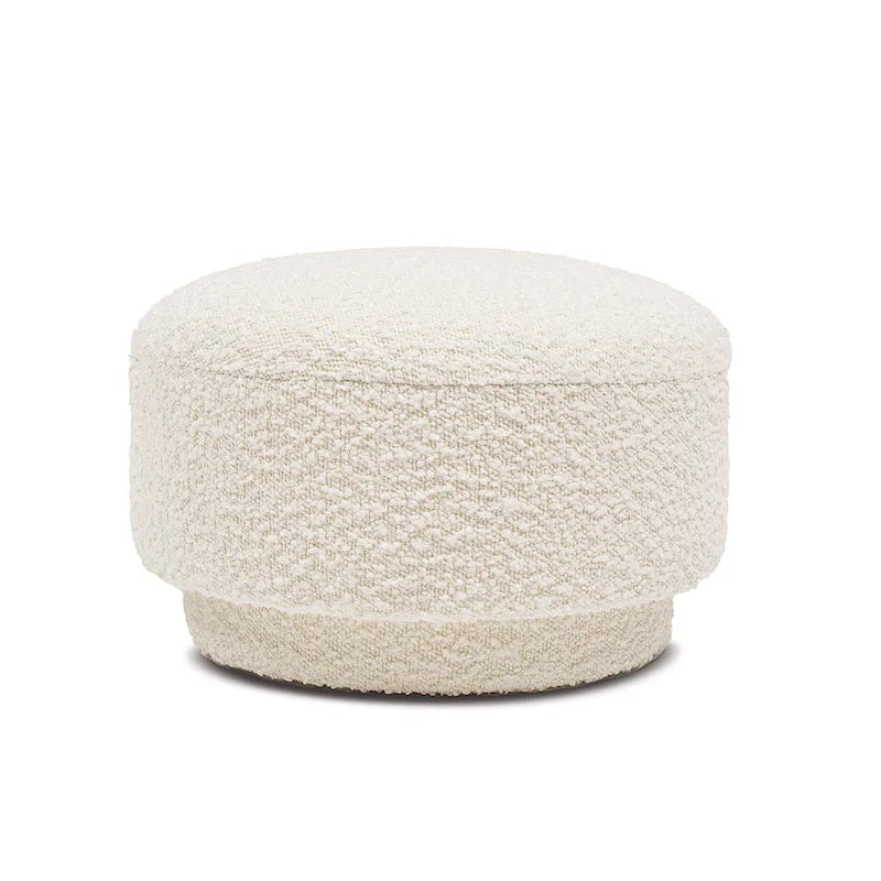 Cream Faux Sherpa Mushroom-Shaped Footstool Ottoman