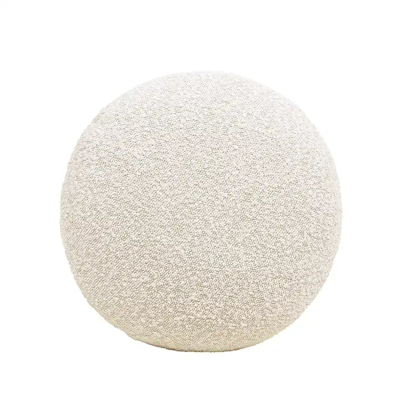 Cream Faux Sherpa Mushroom-Shaped Footstool Ottoman