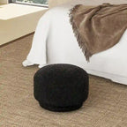 Cream Faux Sherpa Mushroom-Shaped Footstool Ottoman