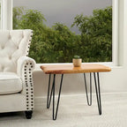 Brown & Red Live-Edge Cedar Coffee Table – Black Hairpin Legs – 3 Sizes