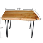 Brown & Red Live-Edge Cedar Coffee Table – Black Hairpin Legs – 3 Sizes