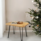 Brown & Red Live-Edge Cedar Coffee Table – Black Hairpin Legs – 3 Sizes