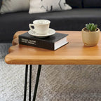 Brown & Red Live-Edge Cedar Coffee Table – Black Hairpin Legs – 3 Sizes