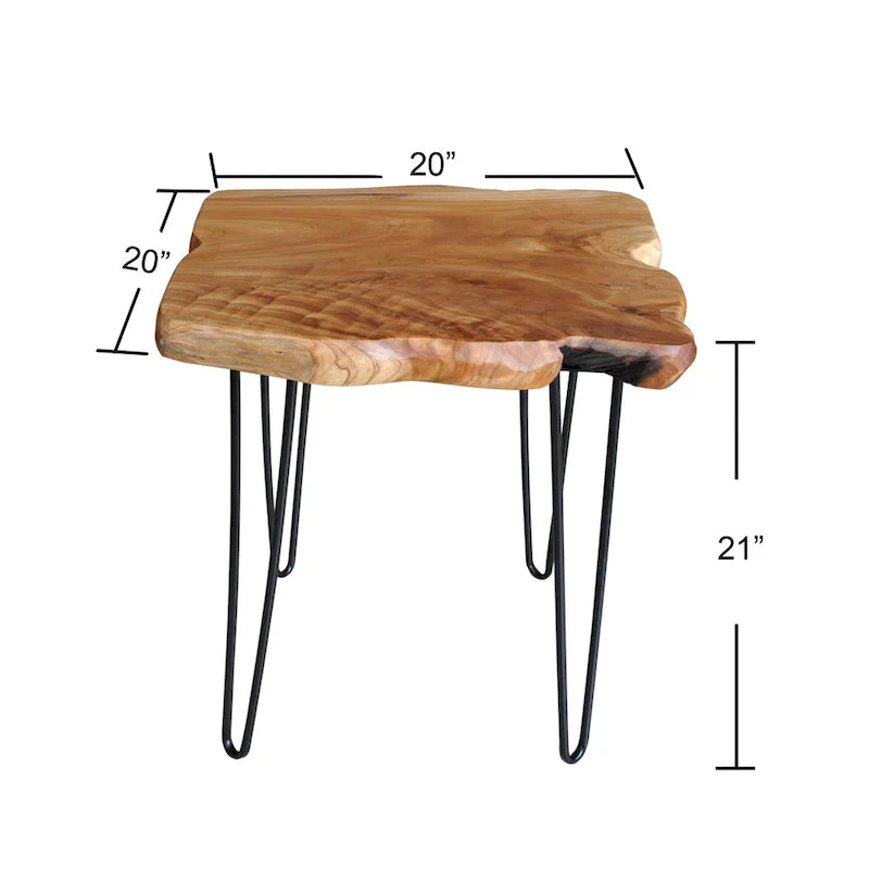 Brown & Red Live-Edge Cedar Coffee Table – Black Hairpin Legs – 3 Sizes
