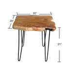 Brown & Red Live-Edge Cedar Coffee Table – Black Hairpin Legs – 3 Sizes