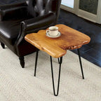 Brown & Red Live-Edge Cedar Coffee Table – Black Hairpin Legs – 3 Sizes