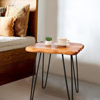 Brown & Red Live-Edge Cedar Coffee Table – Black Hairpin Legs – 3 Sizes