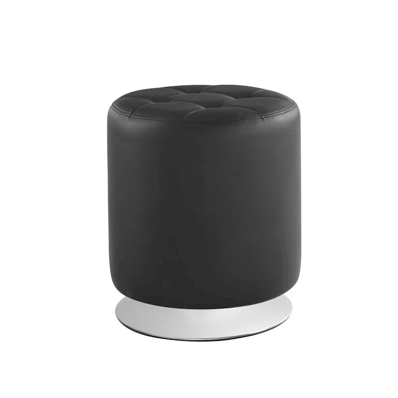 Faux Leather Swivel Ottoman - Round