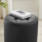 Faux Leather Swivel Ottoman - Round