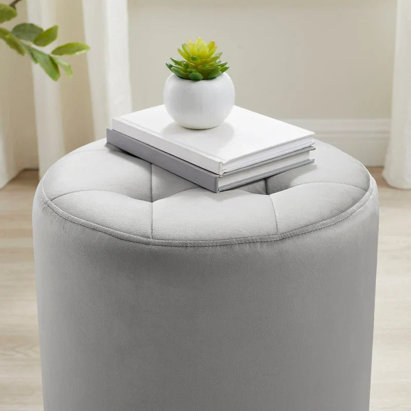 Faux Leather Swivel Ottoman - Round
