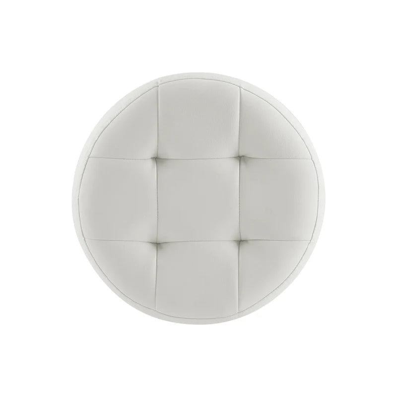 Faux Leather Swivel Ottoman - Round