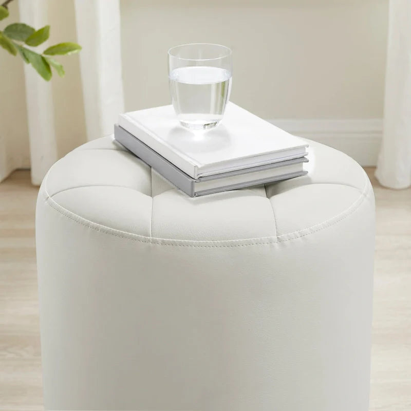 Faux Leather Swivel Ottoman - Round