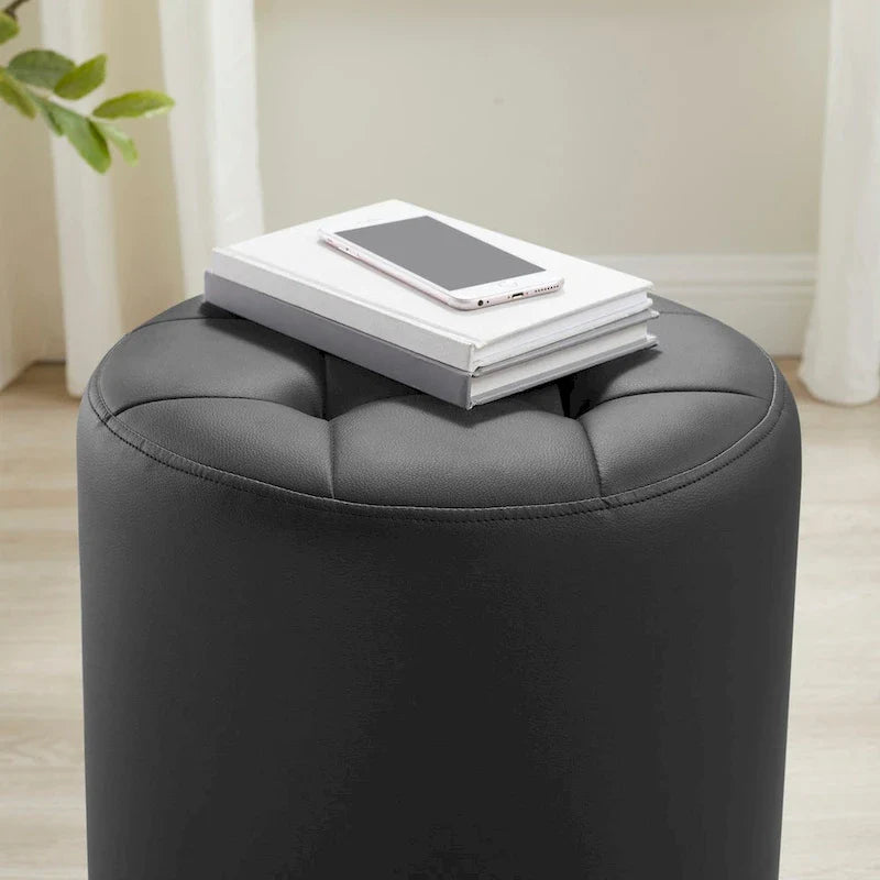 Faux Leather Swivel Ottoman - Round