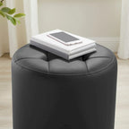 Faux Leather Swivel Ottoman - Round